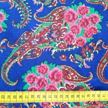 Preview: BLUE ROSE PAISLEY Postsowjetischer Stoff aus Zentralasien